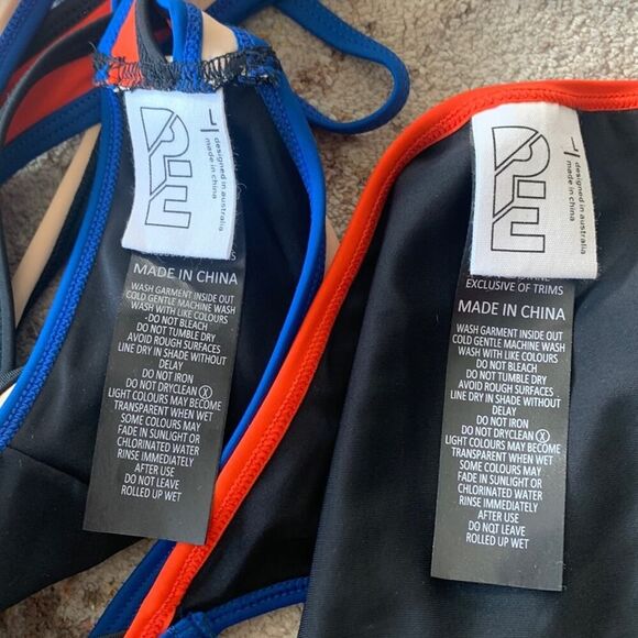 PE Nation Color-block Strappy Sporty Bikini Multi-Color 4th Of July Sz Large New - Picture 6 of 9